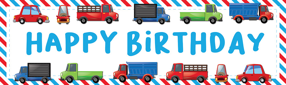 Happy Birthday Banner - Lorry & Truck Childrens