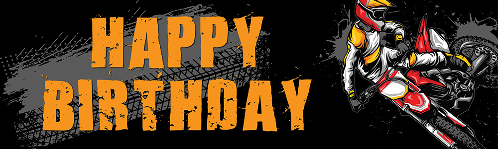 Happy Birthday Banner - Motocross Dirt Bike