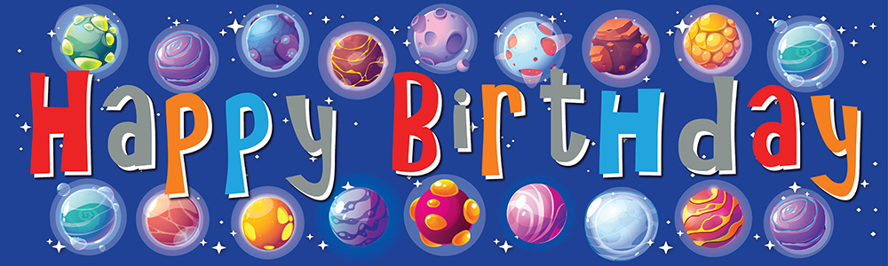 Happy Birthday Banner - Planets Space Childrens
