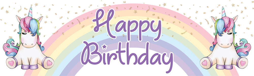 Happy Birthday Banner - Rainbow Unicorn Fairytale
