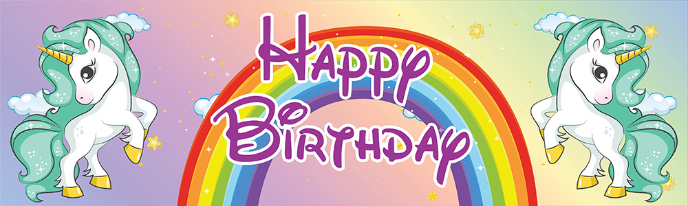 Happy Birthday Banner - Rainbow Unicorn Kids