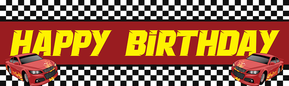 Happy Birthday Banner - Red Race Car Boys Party