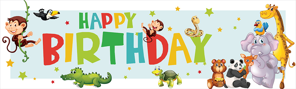 Happy Birthday Banner - Safari Animal Party Kids