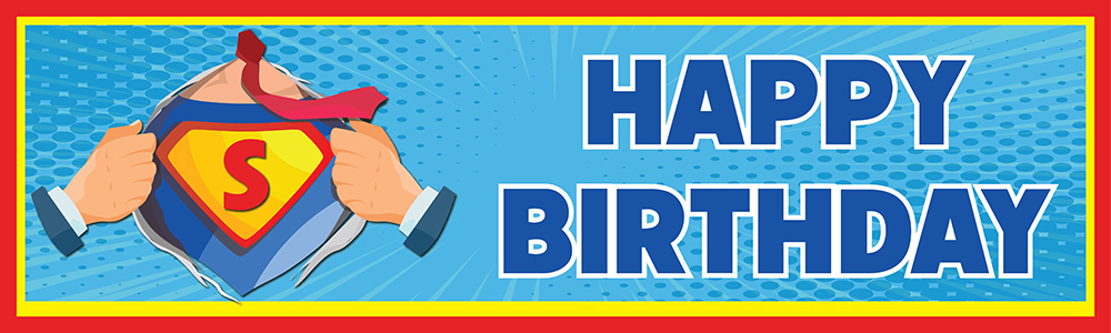 Happy Birthday Banner - Superman Design Superhero