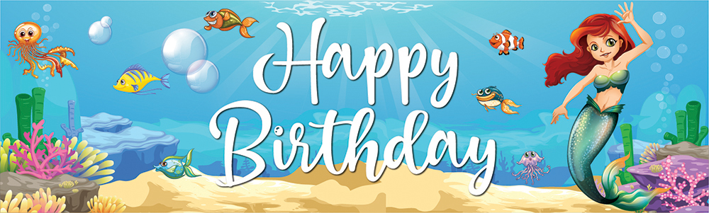 Happy Birthday Banner - Under The Sea Little Mermaid