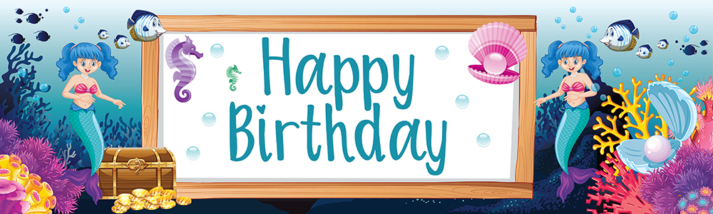 Happy Birthday Banner - Under The Sea Mermaid New