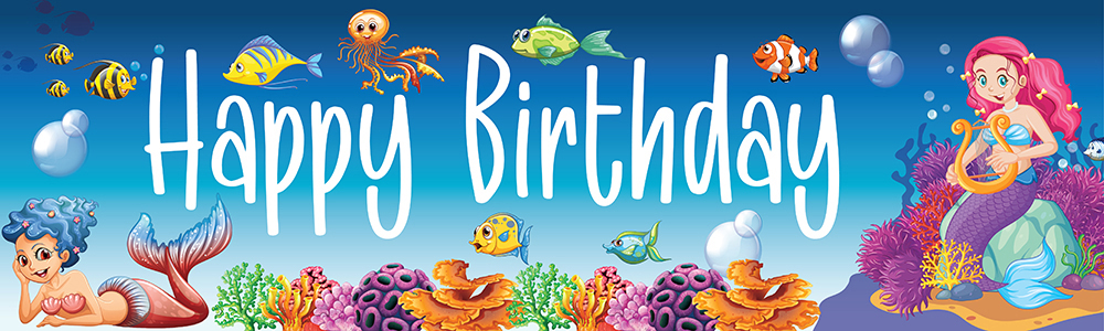 Happy Birthday Banner - Under The Sea Mermaid