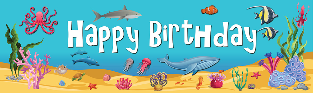 Happy Birthday Banner - Under The Sea Shark