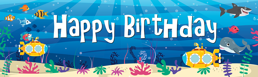 Happy Birthday Banner - Under The Sea Yellow Submarine