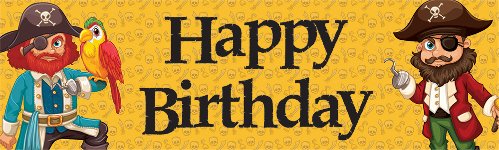 Happy Birthday Banner - Yellow Pirates Kids
