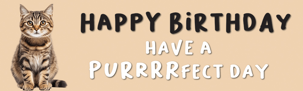 Happy Birthday Funny Banner - Have A Purrrfect Day - Cat