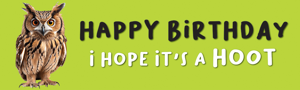 Happy Birthday Funny Banner - Hope Its A Hoot - Owl Green