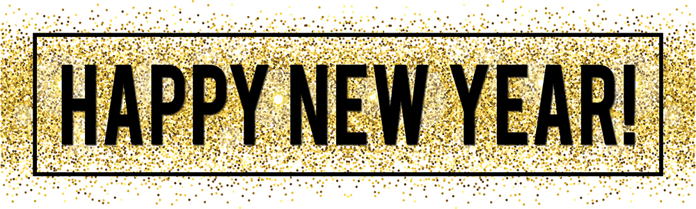 Happy New Year Banner - Gold Glitter