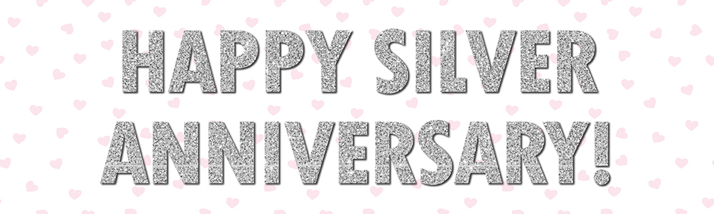 Happy Wedding Anniversary Banner - Silver