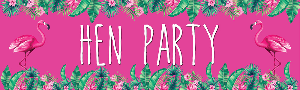 Hen Do Banner - Pink Flamingo Tropical