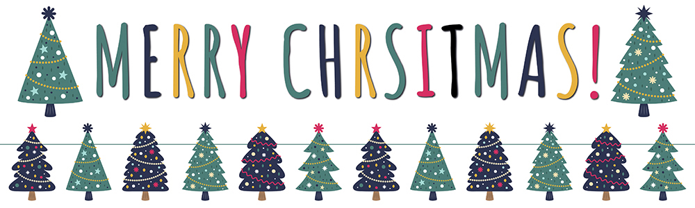 Merry Christmas Banner - Christmas Tree Design Festive