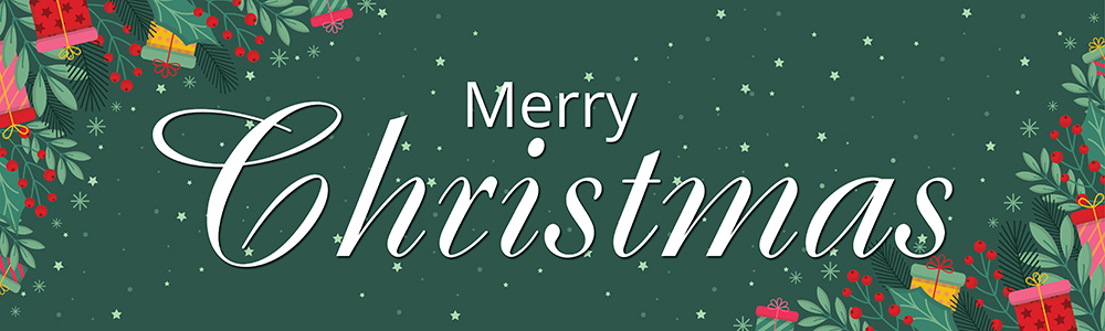 Merry Christmas Banner - Green Festive