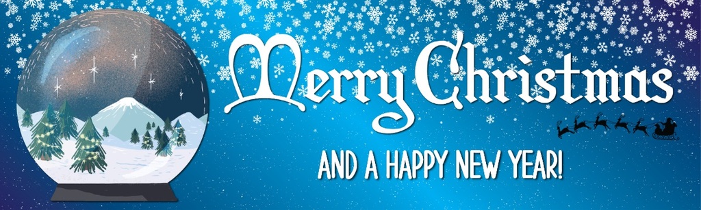 Merry Christmas Banner - Snow Globe & Snowflakes