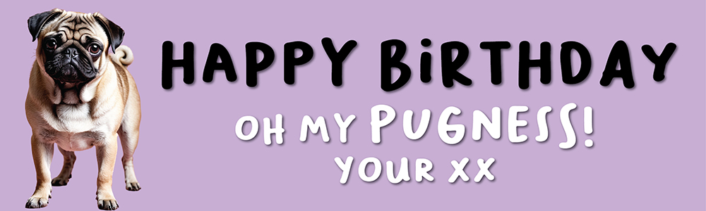 Happy Birthday Funny Banner - Oh My Pugness - Custom Age