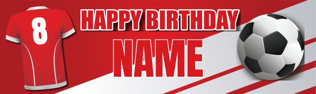 Personalised Birthday Banner - Football Shirt Red- Custom Text