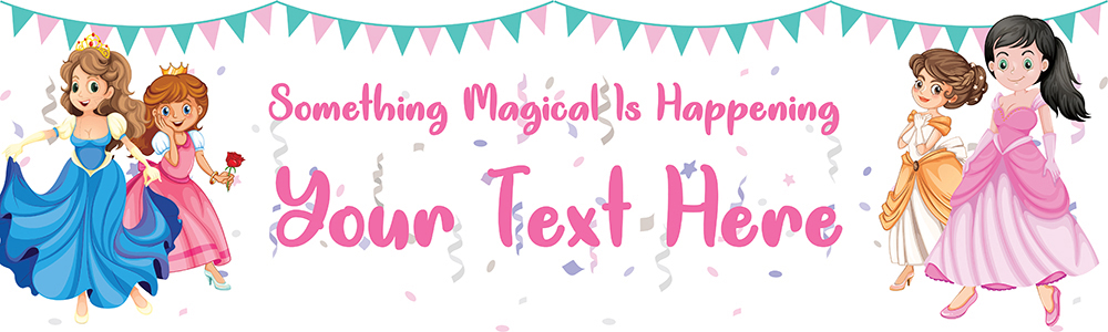 Personalised Birthday Banner - Magical Princess Party - Custom Text
