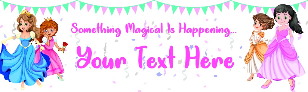 Personalised Birthday Banner - Magical Princess Party - Custom Text