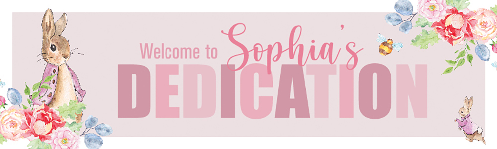 Personalised Dedication Banner - Pink Rabbit - Custom Name