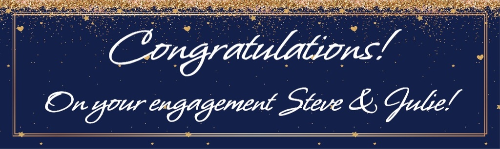 Personalised Engagement Party Banner - Blue & Gold Congratulations - Custom Name