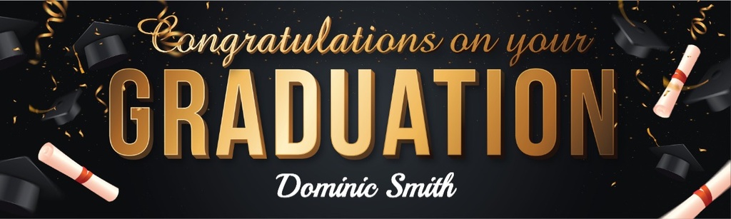 Personalised Graduation Banner - Congratulations On Your - Custom Name