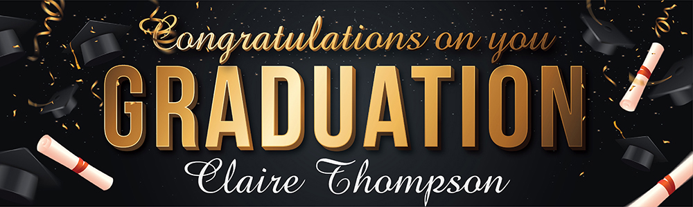 Personalised Graduation Banner - Congratulations On Your - Custom Name