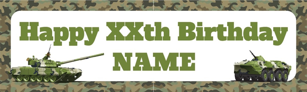 Personalised Happy Birthday Banner - Army Camo - Custom Name & Age