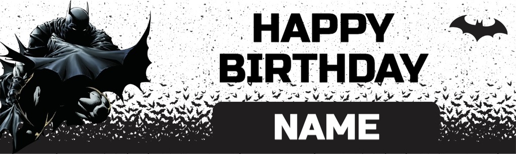 Personalised Happy Birthday Banner - Batman Superhero - Custom Name