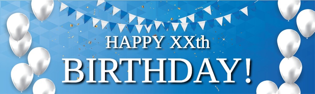 Personalised Happy Birthday Banner - Blue & White - Custom Age