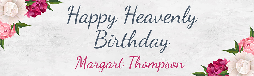 Personalised Heavenly Birthday Banner - Pink Floral Design - Custom Name