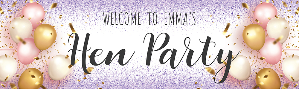 Personalised Hen Do Banner - Welcome To The Hen Party Purple - Custom Name