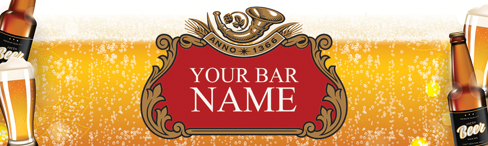 Personalised Home Bar Banner - Beer Pint Lager Background - Custom Text