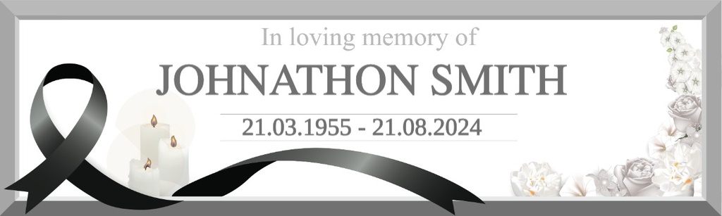 Personalised Memorial Banner - Candle Ribbon Funeral - Custom Name & Date