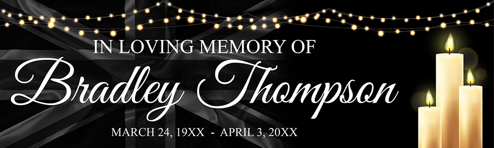 Personalised Memorial Banner - Funeral Candles - Custom Name & Date