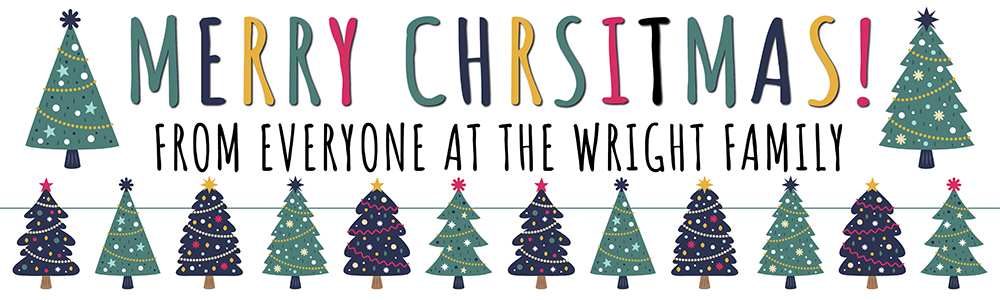 Personalised Merry Christmas Banner - Christmas Tree Design - Custom Text