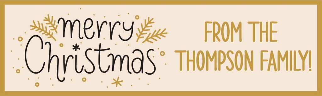 Personalised Merry Christmas Banner - Gold & Black Floral Design - Custom Text