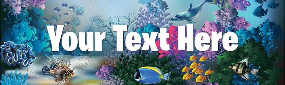 Personalised Party Banner - Dolphin Coral Reef - Custom Text