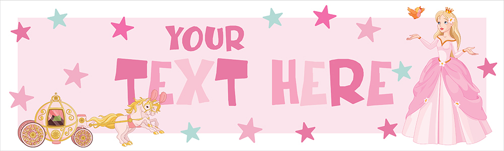 Personalised Party Banner - Fairytale Princess - Custom Text