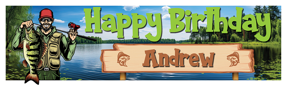 Personalised Party Banner - Fishing Catch - Custom Name