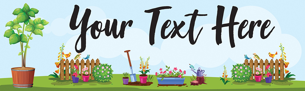 Personalised Party Banner - Gardening Theme - Custom Text