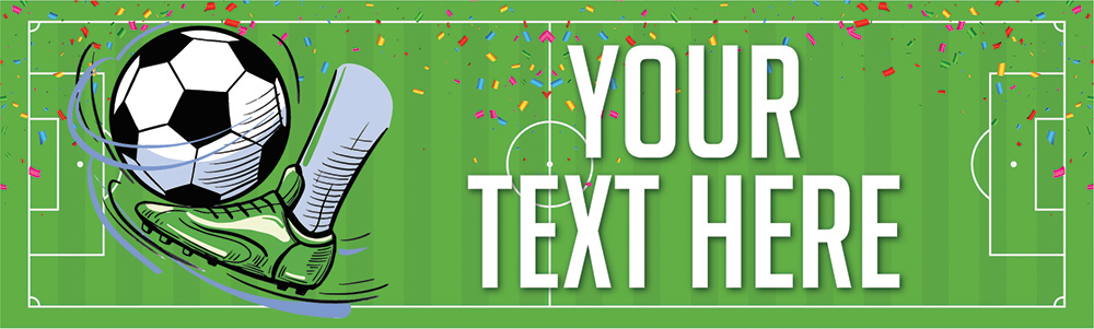 Personalised Party Banner - Green Kids Football & Boot - Custom Text