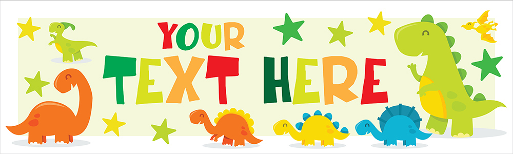 Personalised Party Banner - Kids Dinosaur & Stars - Custom Text