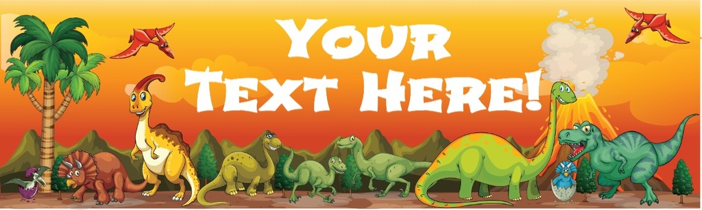 Personalised Party Banner - Kids Dinosaur - Custom Text