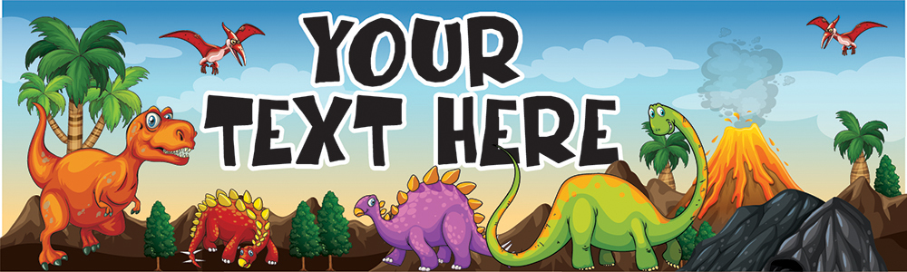 Personalised Party Banner - Kids Dinosaur Friends - Custom Text