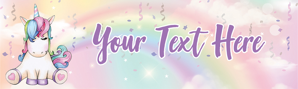 Personalised Party Banner - Purple Unicorn - Custom Text