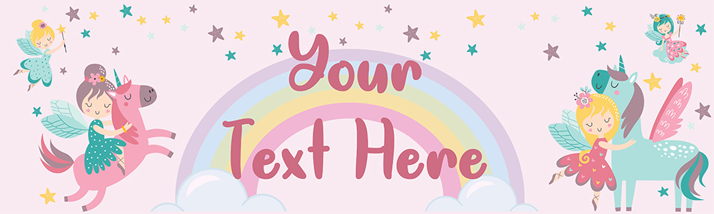 Personalised Party Banner - Rainbow Fairies & Unicorns - Custom Text